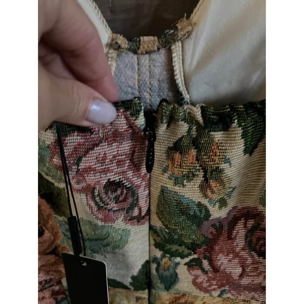 NWT Fashion Nova Floral Tapestry Corset Mini Dress Ren Faire Cottage Bodycon - Picture 8 of 11